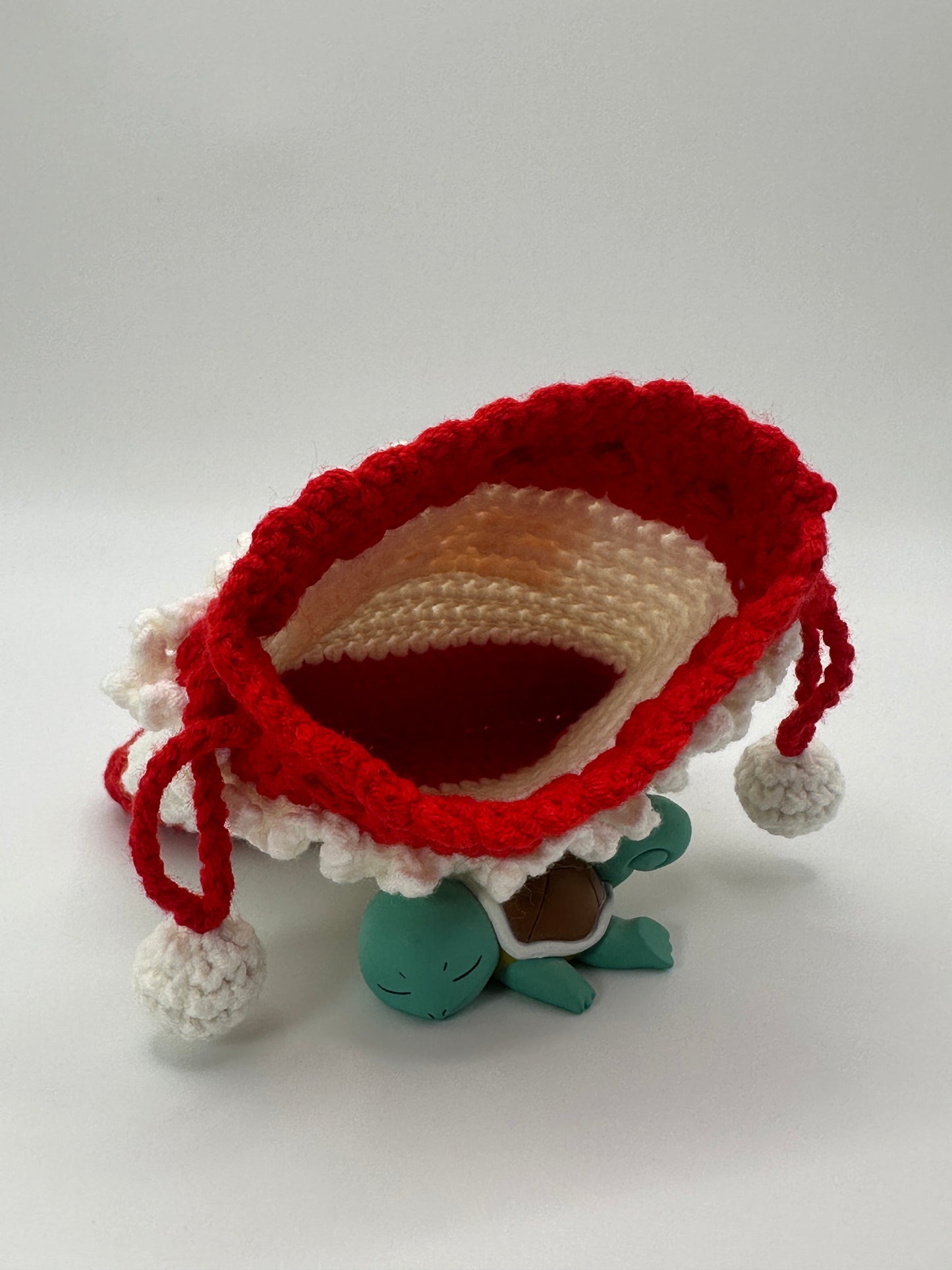 Handmade Crochet Santa Claus Drawstring Bag
