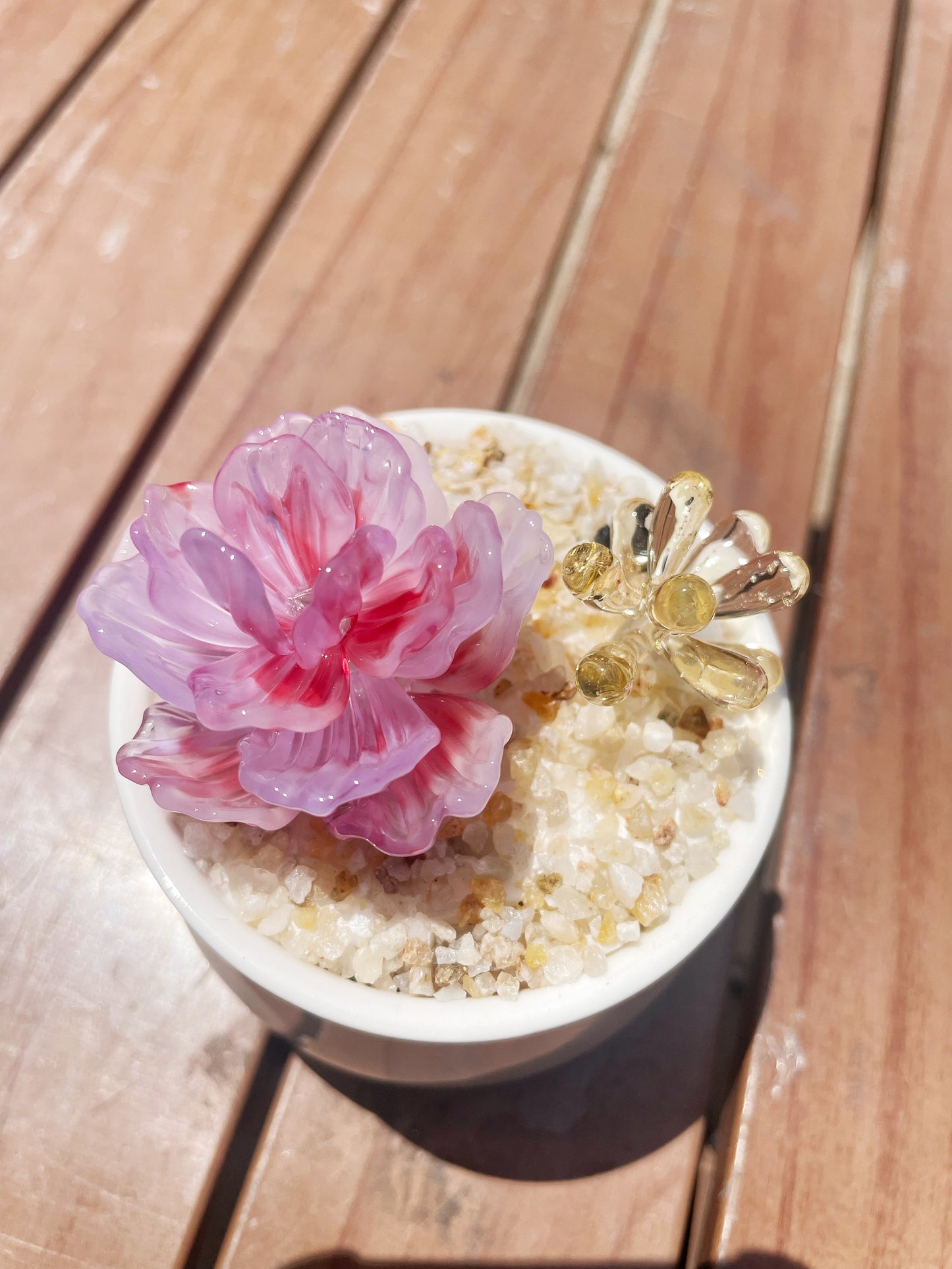 Pink and Gold Handcrafted Glass Succulent