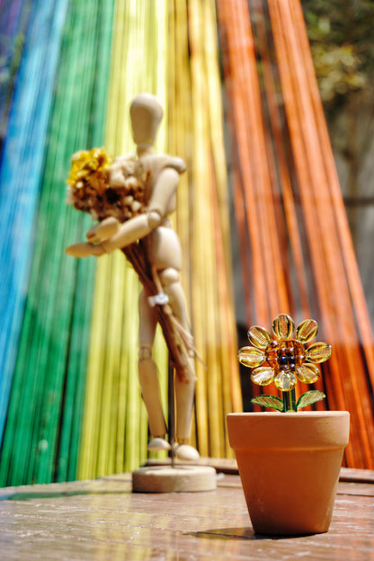 Transparent Handcrafted Glass Sunflower