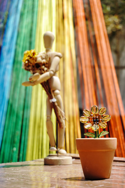Transparent Handcrafted Glass Sunflower