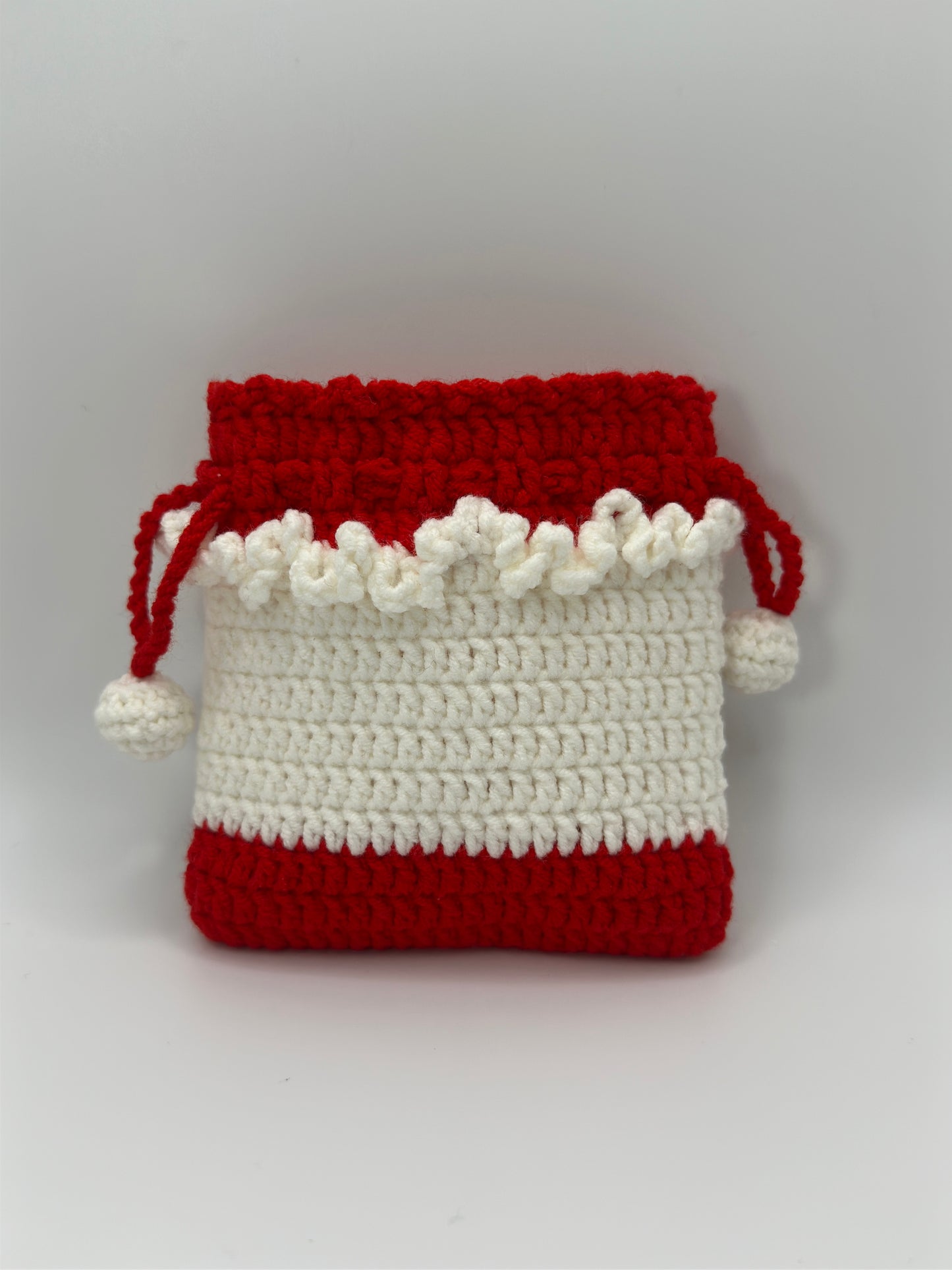 Handmade Crochet Santa Claus Drawstring Bag